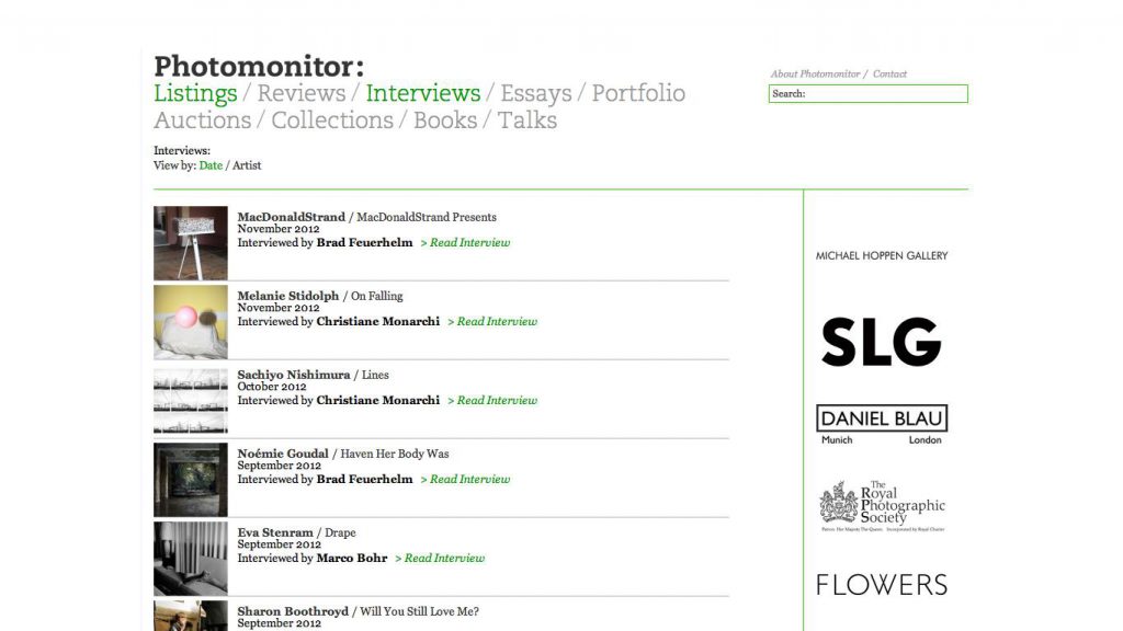 Screen shot from Photomonitor website